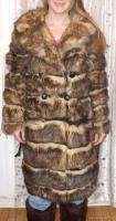 COYOTE FUR COAT WOLF COLOR LEATHER ACCENTS MED VINTAGE  