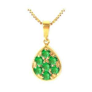 14K Yellow Gold Precious Droplet Gemstone Pendant Emerald , Chain  NOT 