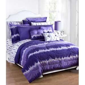  Purple Tie Dye Comforter & Sham Set
