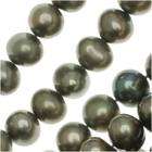   Olive Green Cultured Pearls Potato Pearls 6.5 7.5mm   15.5 Inch Strand