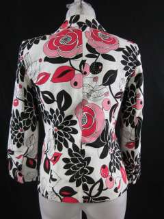 ZARA BASIC Pink Black White Floral Print Blazer Sz S  