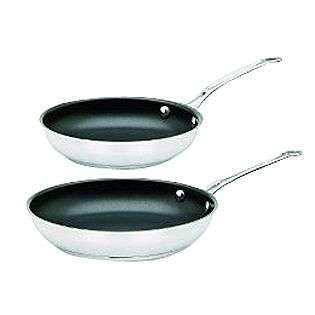 Twin Pack Stainless Steel Nonstick Skillets 9in & 11in  Cuisinart For 