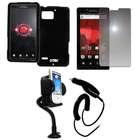 EMPIRE Black Hard Cover+Mirror Guard+Car Mount+Charger for Motorola 