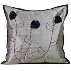 Jiti Pillows Flower Silk Decorative Pillow in Silver and Plum