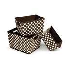   Basket 3 Pack Polka Dot Nesting Trapezoid Shape Folding Baskets, Brown