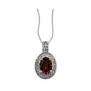 Garnet and Diamond Accent Pendant Sterling Silver 
