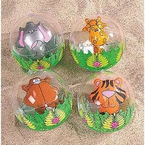   12 Pack Inflatable Clear Jungle Zoo Animal Beach Balls Toys & Games