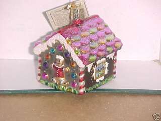 Old World Christmas small gingerbread house glass orn  