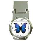 Carsons Collectibles Money Clip Watch of a Blue Butterfly