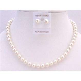  Cream Pearls Wedding Jewelry Set Cream Pearls Stud Earrings 