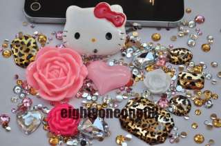 Deco Kit Hello Kitty Leopard DIY Crystal Bling Case Cover For iPhone 