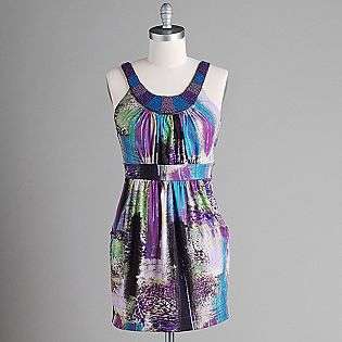 Watercolor Print Scoopneck Dress  Croquis LA Clothing Juniors Dresses 