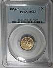 1864 S Seated Liberty Dime (Extremely Rare) PCGS MS 63