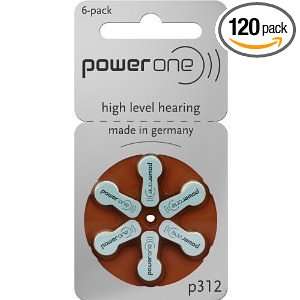  Power One Size 312 Hearing Aid Batteries (120) Health 