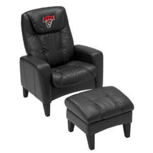 North Carolina NC State Wolfpack Leather Casual Chair & Ottoman/Stool