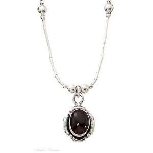   : Sterling Silver Choker Necklace Petal Border Garnet Beads: Jewelry