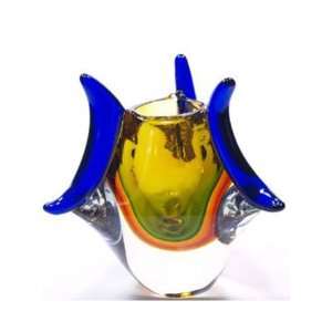  Murano Design Mouth Blown Glass Rainbow Amber Glass Vase X 