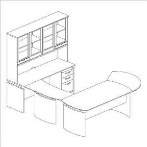  Sierra Cherry Mayline Napoli 63 Desk Set with Curved 