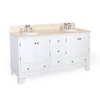 Palazzo 60 inch Bathroom Vanity (Travertine / White) Includes a White 