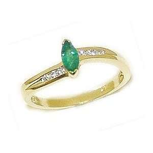 Marquise Emerald and Diamond Slender Wave Ring SZUL 
