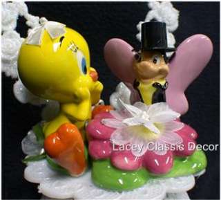 TWEETY BIRD & Butterfly Looney Tune Wedding Cake Topper  