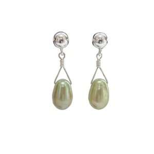    Green Freshwater Pearl Wire Drop Earrings Erica Zap Jewelry