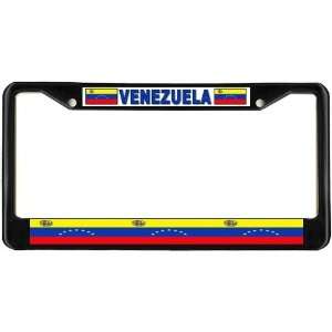   Venezuelan Flag Black License Plate Frame Metal Holder Automotive