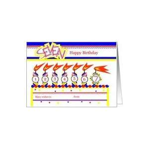  Happy 7th Birthday, Cake with 7 Candles Card: Toys & Games