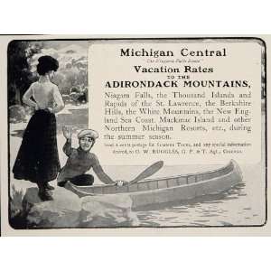  1902 Ad Michigan Central Railroad Line Adirondack Canoe 