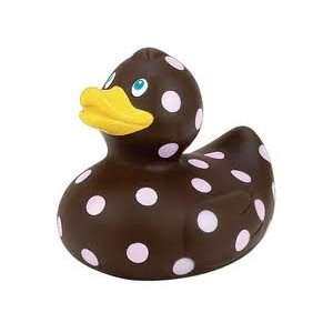  Baby Rubber Duckies in Brown with Pink Polka Dots Baby