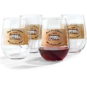  Personalized Estate Stemless Wine Glasses (Set of 4 