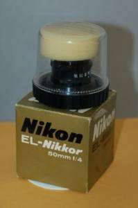 Nikon EL Nikkor 50mm f/4 Lens in original plastic case  