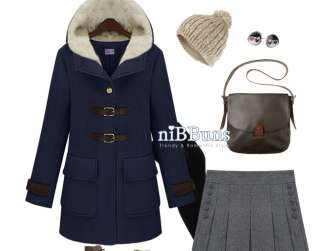 New fashion woman warm wool coat fur collar woolen coat  