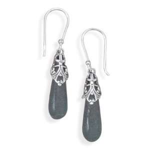   Silver and Ancient Roman Glass Teardrop Style Drop Earrings: Jewelry