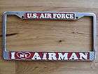   STATES AIR FORCE AIRMAN METAL MILITARY LICENSE PLATE FRAME TAG HOLDER