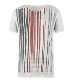 Stripes Cut Collar T shirt