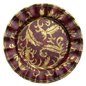   Porcelain Plate with Paisley Pattern in Red Finish