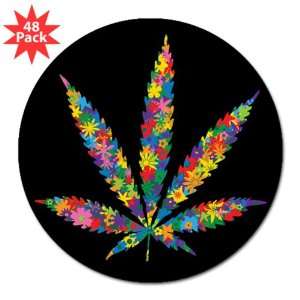  3 Lapel Sticker (48 Pack) Marijuana Flowers 60s 