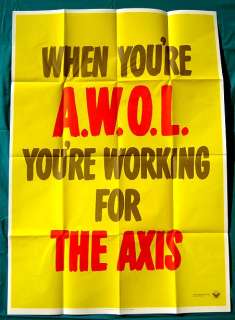 WWII World War II original poster 1942 Axis Awol  