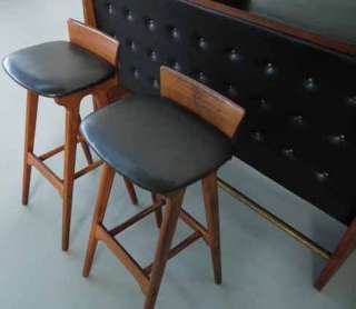 DANISH MODERN TEAK STAND UP COCKTAIL BAR WITH TWO STOOLS  