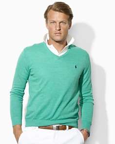 Polo Ralph Lauren Long Sleeved Cotton Cashmere V Neck Sweater