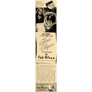  1950 Ad Fox River Watermarked Fine Paper Cotton Fibre 