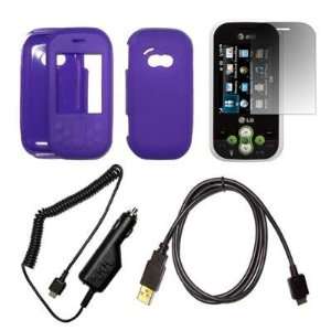  Purple Soft Silicone Gel Skin Cover Case + LCD Screen 