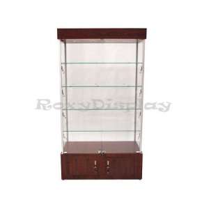 : SC WL40CH 40 Rectangular Cherry Color Tower Display Case w/Lights 