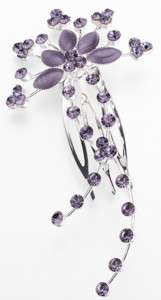 Lillian Lilac Jeweled Floral Fan Bridesmaid Hair Comb  