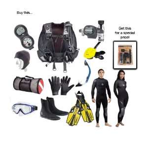  Sherwood Warm Water Dive Gear Ensemble With Wetsuit,Bag 
