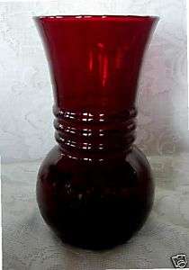   ANCHOR HOCKING ROYAL Ruby Red Glass Vase   MORE AVAILABLE  