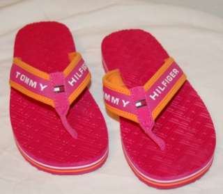   HILFIGER SURFRIDER Pink/Orange Flip Flops Sandals SHOES Girls 2 M FUN