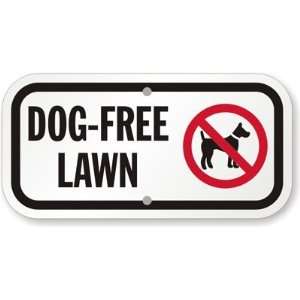  Dog free Lawn (with Graphic) Aluminum Sign, 12 x 6 Office Products