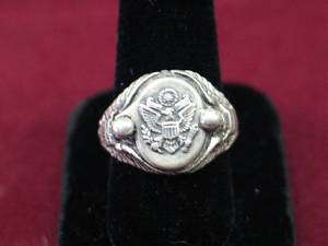 WWII Era Sterling Silver U.S. Army Picture Ring  